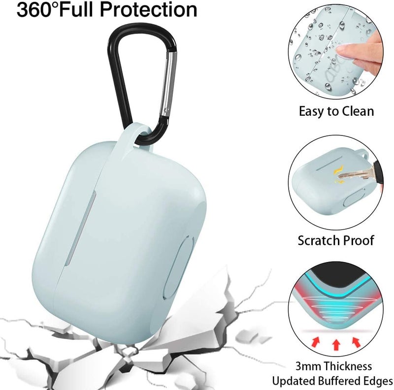 Lerobo Compatible with AirPods Pro Case Cover,Shockproof Washable Silicone Case for Airpods Pro 2 Supports Wireless Charging with Carabiner Front LED Visible,Turquoise - Image 4